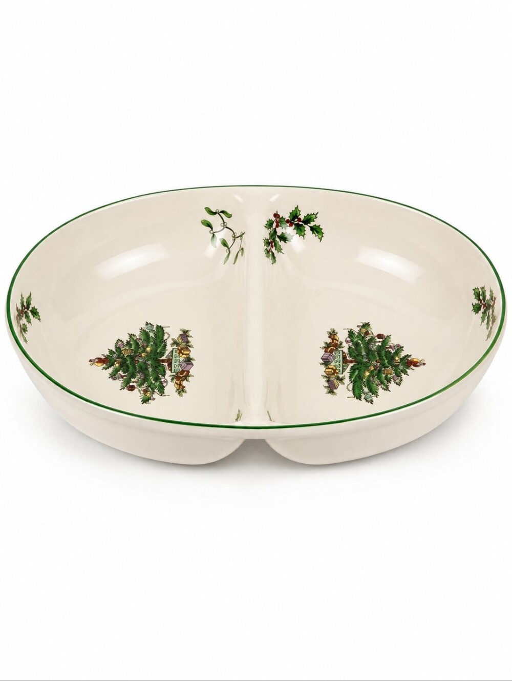 Spode Christmas Tree Large Divided Serving Dish Holiday Platter